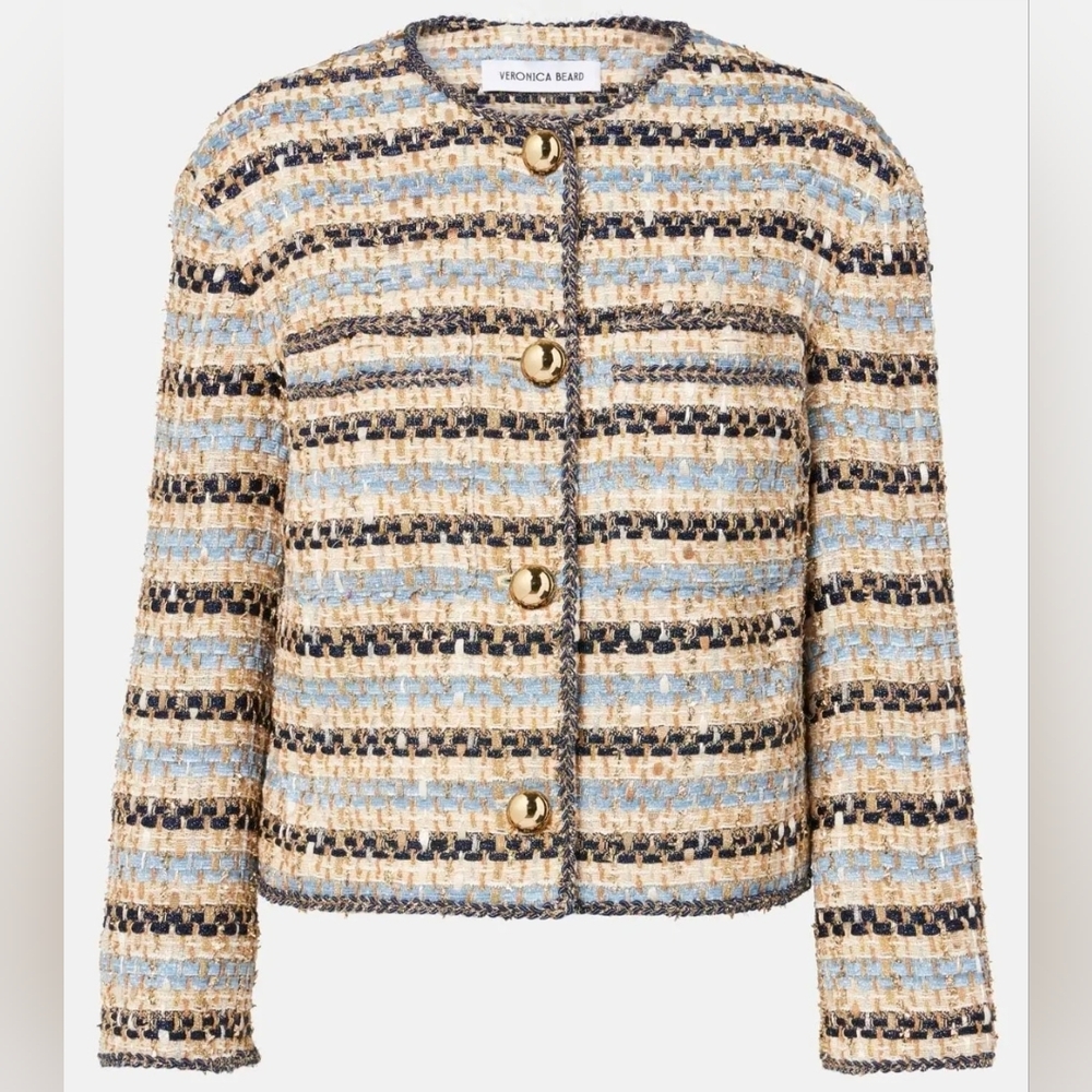VERONICA BEARD Sumira striped metallic tweed jacket Nwt Size 12